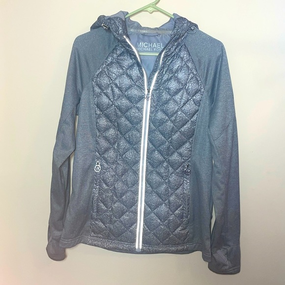 MICHAEL Michael Kors Quilted Duck Down Jacket Puffer Ladies Light Gray Size Med - Picture 2 of 13